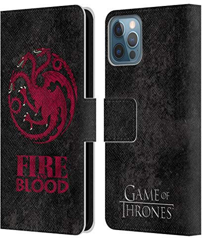 Head Case Designs Officially Licensed HBO Game of Thrones Targaryen Dark Distressed Look Sigils Leather Wallet Case Compatible With Apple iPhone 12 / iPhone 12 Pro