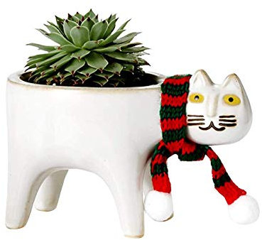 TARTIERY Niedliche Tierkeramik Saftige Pflanzgefäße Keramik Katze Cartoon Blumentopf Saftige Vase Blumentöpfe Behälter Hauptdekoration Pflanzgefäße Schreibtisch Ornament