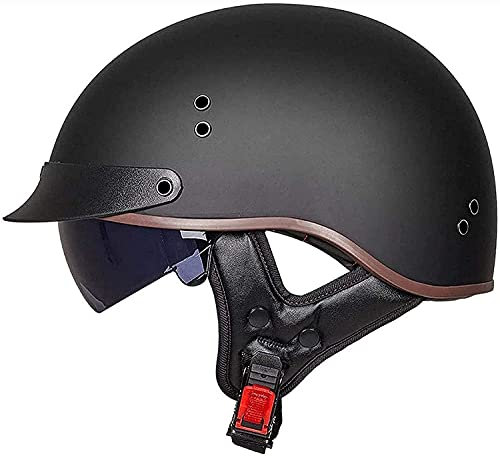 Casco da Moto,Visiera Parasole retrò Casco Scodella Moto Scooter Scodella Motorino Portatile Mezzo Casco ECE Certificazione,Materiale ABS Rivestimento EPS Approvato per Unisex