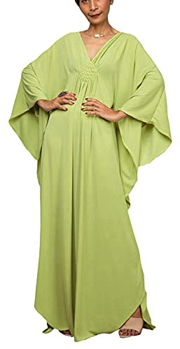 YOUKD Robe Longue Caftan Longue Couleur Unie pour Femmes, Plus la Taille Homewear Bikini Beach Peignoirs