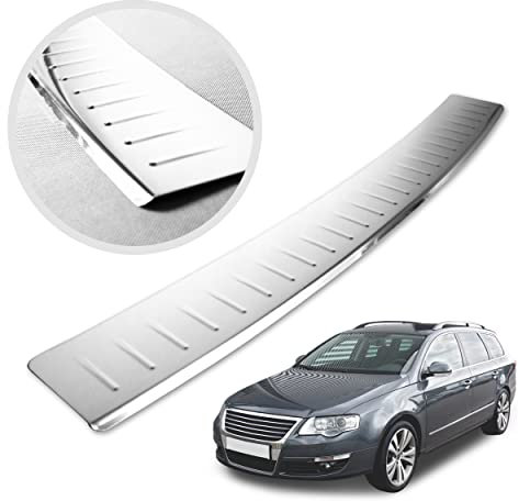 CHROMEMASTER | Ladekantenschutz Stoßstangenschutz | Kompatibel mit VW Passat 3C B6 Kombi 2005-2010; Edelstahl Poliert/Chrom; Unsere Lackschutzleiste Sichert den Heckstoßfänger vor Kratzern