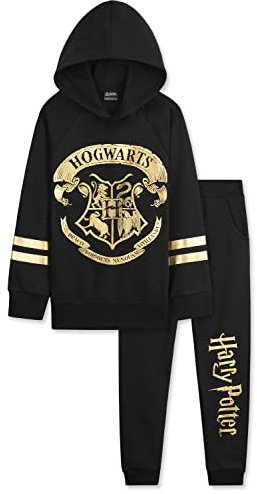 Harry Potter Jogginganzug Mädchen, Trainingsanzug Mädchen 7-14 Jahre(9-10 Jahre, Schwarz/Gold)