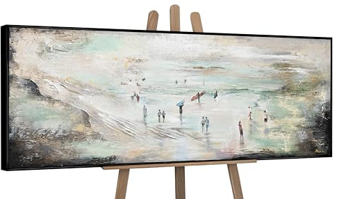 YS-Art XXL Abstrakt Acrylbild auf Leinwand Wellenreiten handgemalte Strand