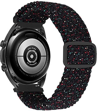 MroTech 20 mm Cinturino Intrecciato Compatibile con Samsung Galaxy Watch Active/Active 2/Galaxy Watch 3 41mm/Watch 4/Watch 5/5 Pro Bracciale Huawei Watch GT2 42mm Braided Nylon Loop Banda-Stella Nera