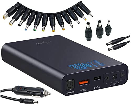 revolt Powerbank 24V Output: USB-Powerbank mit 18 Ah, DC 3-24 V, Starthilfe, QC & USB-C PD, 160 W (24 Volt Powerbank, Powerbank 19V, Ladekabel)