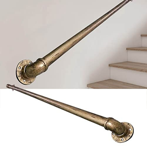 CNFDDM 1ft-20ft Main Courante pour escaliers, Rampe d'escalier en Laiton Antique en métal, Rampe d'escalier Industrielle en Fer forgé, Main Courante d'escalier intérieur extérieur, Porche, Pont