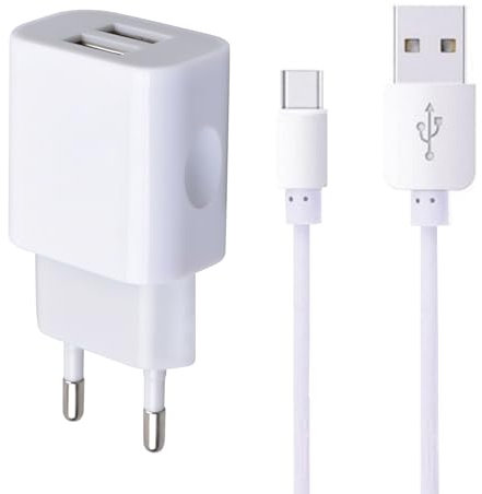 MUTTO Chargeur USB C - Chargeur Mural Adaptateur USB double + Câble USB Type C - Prise USB C Compatible avec Samsung, Iphone 15, Xiaomi, Ipad, Tablettes et Tout Type de Gadgets et téléphones portables