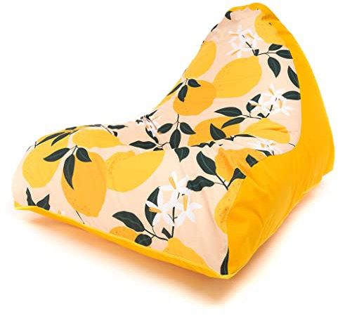 Ecopuf Emma Pouf Sitzsack Bodenkissen Kissen aus Polyester, gemustertes Design, abnehmbarer Bezug mit Polsterung und praktischem Griff, 90 x 80 cm