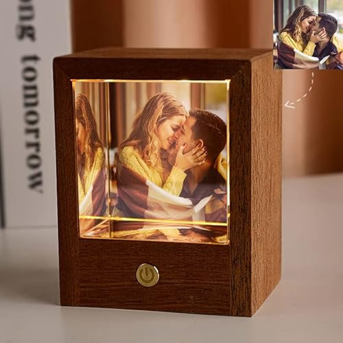 Impression de cristal avec votre photo, décor de bureau de bureau cadeau photo personnalisé sur cadre en verre transparent avec support