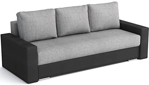 bonni Schlafsofa KLASS, Sofa mit Bettkasten und Schlaffunktionn, Klappsofa, Schlafcouch, Bettsofa, Couch vom Hersteller,Couch, Couchgarnitur, Sofagarnitur (Schwarz/Silber)