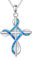 YAFEINI Kreuz Kette für Damen 925 Sterling Silber Blauer Opal Kreuz Anhänger Halskette Schmuck Geschenke für Frauen Mädchen (Blauer Opal)