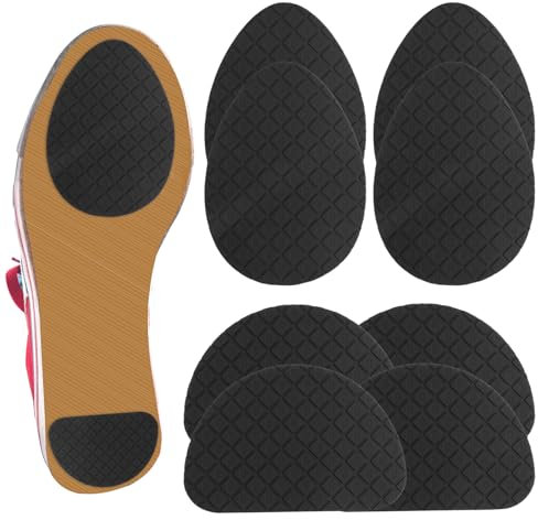 Sibba 4 Paar Rutschfeste Aufkleber für Schuhsohlen Protektoren Selbstklebende Silikon Sohlenprotektoren Schutz Kissen Boden und Ferse von Schuhen Anti Rutsch Griffe Schuhboden Sohle Pads (Schwarz)