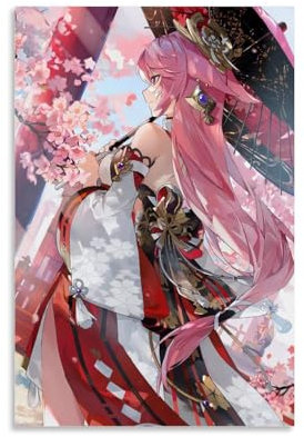 FBBINKA Game Genshin Impact Yae Miko, Wohnzimmer-Dekor, moderne ästhetische Wandkunst, Poster, Geschenk für Freunde, ungerahmt, 30 x 45 cm
