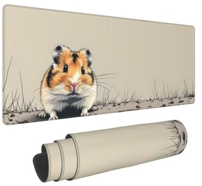 Gaming Mauspad XXL 600x300x3 mm Kleiner Hamster Große Gaming Tastatur Matte, Wasserdicht schreibtischunterlage, Genähte Kanten Rutschfeste Gummibasis Erweiterter Schreibtisch Schutz Für Office B-306
