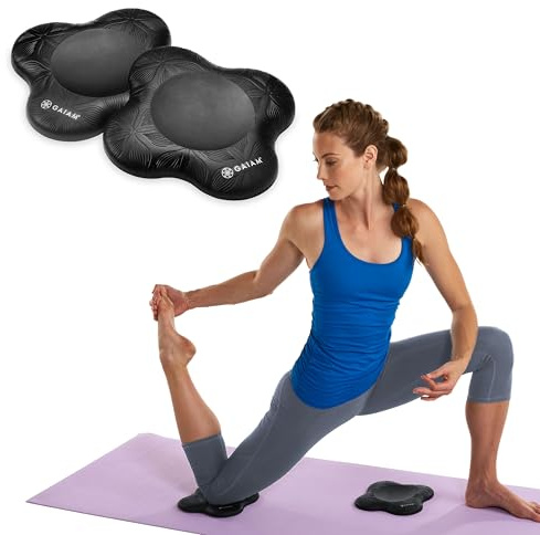 Gaiam Yoga Knieschoner (2er-Set) - Yoga-Requisiten und Zubehör für Damen/Herren, Kissen Knie und Ellbogen für Fitness, Reisen, Meditation, Knien, Balance, Boden, Pilates, Schwarz