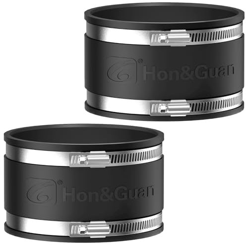 Hon&Guan Lot de 2 manchons flexibles en caoutchouc 100 mm avec deux colliers de serrage en acier inoxydable, manchon de réduction du bruit sans odeur, raccord de tuyau pour ventilateur de tuyau