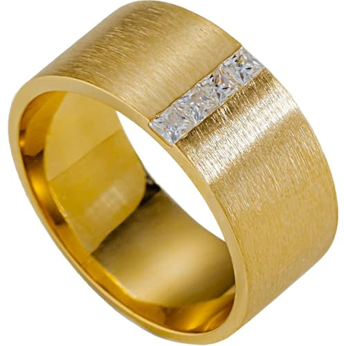 Tolldek 9K Au375 Gold Verlobungsring Echt Schmuck, Moissanit Breite Band Trauringe, Gelbgold 375 Partnerringe Echt Schmuck, 48 (15.3)