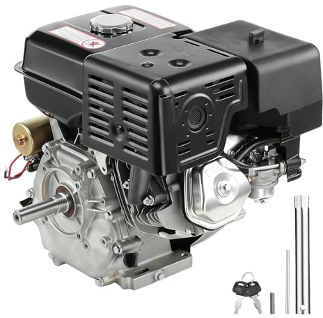 420CC Benzinmotor E-start, 4-Takt-OHV Motor, Kartmotor 15PS 11KW Motor Benzin, 25,4 mm Ø Welle Einzylinder Standmotor 3600RPM, Kartmotor Luftgekühlt Viertaktmotor, für Go Kart, Rasenmäher, Schwarz