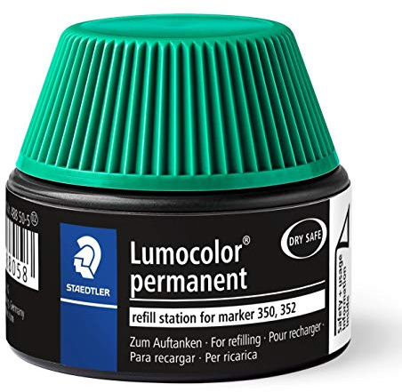 STAEDTLER Lumocolor 488 50 Nachfüllstation – Grün, 30 ml | Nachfülltinte für Permanent Marker 350 & 352 – wasserfest – Art.-Nr. 488 50-5