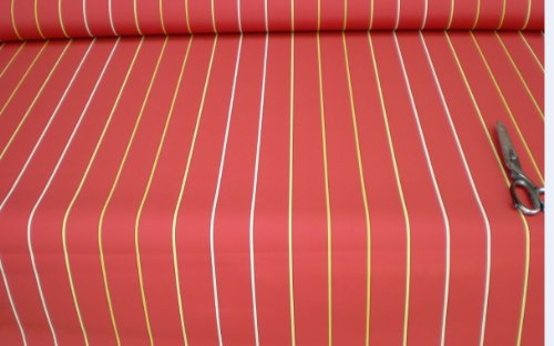 Markisen Stoff Meterware Dkl.-Rot/Gelb