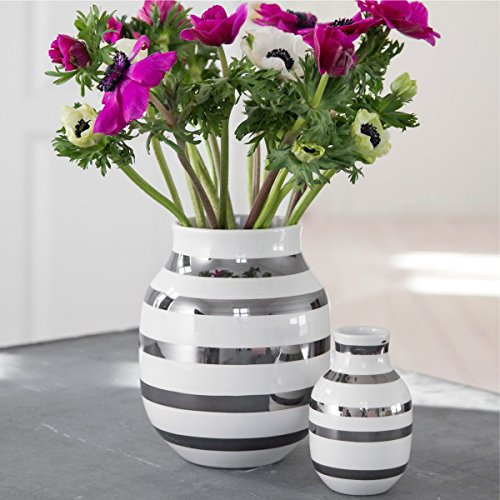 Kähler Design - Vase/Blumenvase - Omaggio - Keramik - weiß/Silber - Höhe 20 cm