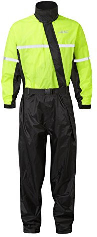 JDC Combinaisonde pluieintégrale pour moto - Shield - Jaune Noir - XL - Longueur Standard