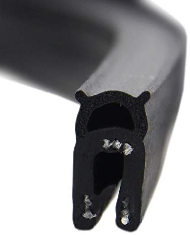 SMI-Dichtungsprofil DO3 für 1-2mm EPDM Moosgummi/Vollgummi mit Stahleinlage selbstklemmend ohne Kleber - Kantenschutz mit Dichtung oben, Kantenschutzdichtprofil für Auto, Kofferraum (20 m)