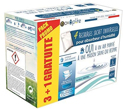NOVOPURE - Recharge sachet pour absorbeur d'humidité 1kg 3+1 gratuit Neutre