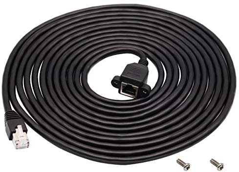 AAOTOKK Gigabit RJ45 Ethernet Extensión Cable, Cat 6 Hembra a Macho Conector Ethernet Gigabit LAN Red Cable de Extensión Cable Blindado Para Montaje en Panel para Enrutador de Módem. (5M/16ft)