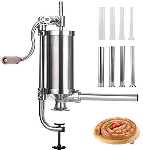 MASTER FENG Sausage Stuffer, Stainless Steel Homemade Sausage Maker Vertical Meat Filling Kitchen Machine, Packed 8 Stuffing Tubes (2.5LBS Vertical)