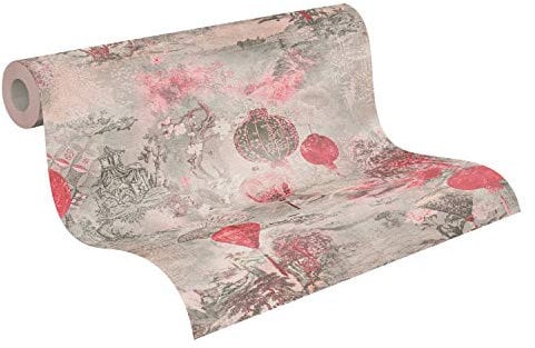 A.S. Création papier peint intissé Asian Fusion 10,05 m x 0,53 m gris rouge noir 374662 37466-2
