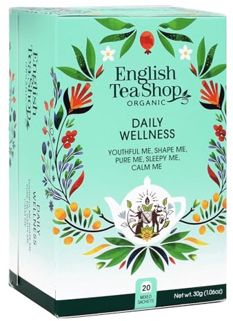 ETS - Daily Wellness Tee-Geschenk, BIO, 5 Sorten, 20 Teebeutel | ausgewählte Wohlfühltees - unsere 5 beliebtesten Bio-Tees aus der Wellness-Kollektion - ein Geschenk fürs Wohlbefinden