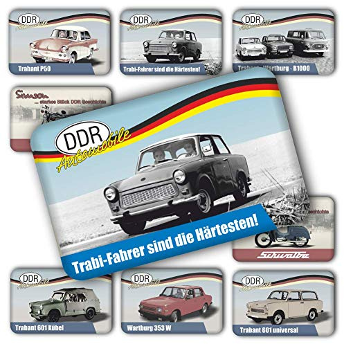 AV Andrea Verlag DDR Ostalgie Magnet - Trabi Fahrer sind die Härtesten - Kühlschrankmagnet mit Spruch für die Magnetwand oder Magnettafel der Fans für Ostprodukte Ost Produkte und Ostalgiker