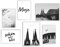 Köln Bilder Set - Schwarz Weiß - 6er Set Köln Poster - Cologne - Dom - Köln Spruch - Wohnzimmer Bilder - 30x40cm & Din A4 - ohne Rahmen