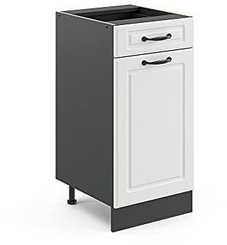 Vicco Küchenunterschrank R-Line, Weiß Landhaus/Anthrazit, 40 cm ohne Arbeitsplatte