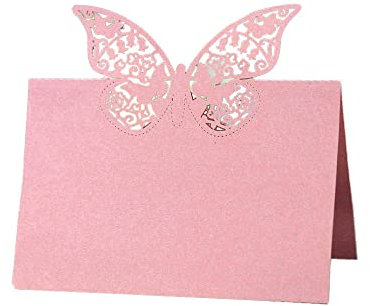 GIVBRO Tischkarte Schmetterling hohl Zelt Karte Name Tischkarten für Party Dekoration Treffen Hochzeit Supplies Rosa, 10 Stück