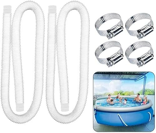 2 Mangueras de filtro de repuesto para bomba de piscinas sobre el suelo, con 4 abrazaderas de metal (32 mm)