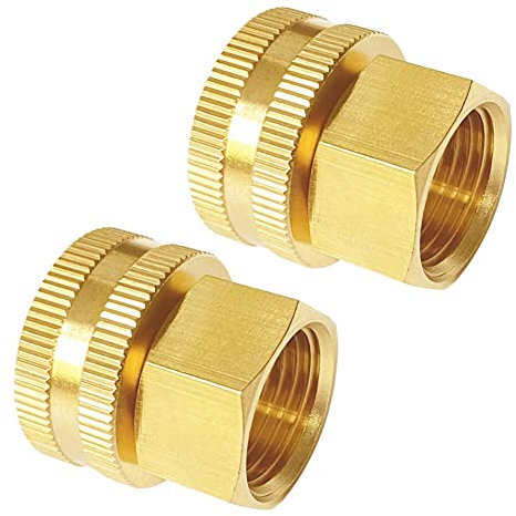 Joywayus Brass Swivel Pipe Fitting 3/4GHT x 1/2NPT Double Female Thread Garden Hose Threaded to Pipe Threaded Adapter (Pack of 2)