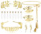 Milacolato 14Pcs Griechische Göttin Kostüm Für Damen Goldenes Lorbeerblatt Krone Tiara Oberarm Spiralarmband Haarschmuck Ohrringe Toga Taillengürtel Zubehör Schmuckset Party Hochzeit Halloween 14A