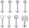 Mayhoop Lippenpiercing Labret Stud 16G 8mm Edelstahl Lippenstecker Tragus Helix Piercing Monroe Medusa Piercing Schmuck für Damen Herren Silber 8St