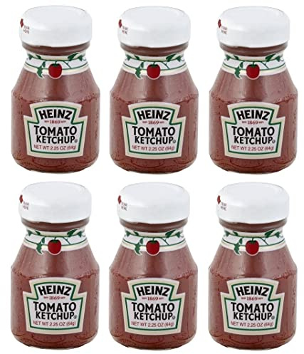 Tomato Ketchup Mini Bottles Bundle with 2.25 Ounce (Pack of 6) and Make Your Day Basting Brush or Spreader