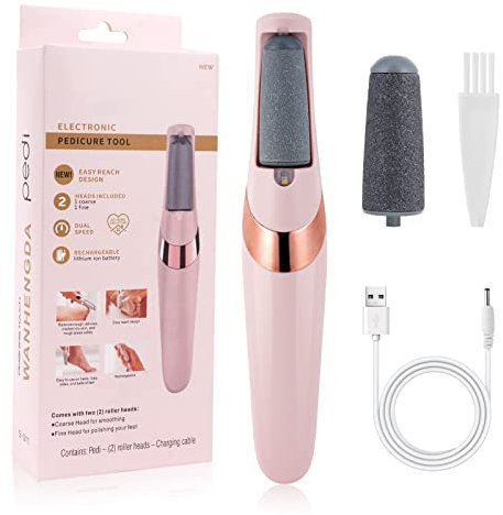 ACWOO Electric Foot File, USB Rechargeable Feet Callus Remover with 2 Speed of Replacement Rollers & LED Lights, Professional Hard Skin Remover Foot Care Tools for Cracked Heels Calluses & Dead Skin