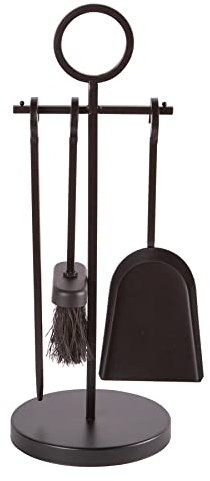 Hammer and Tongs 4pc Noir Midhurst Ensemble d'Accompagnement au Coin du Feu - Intèrieur Cheminèe Poele a Bois Accessoires Outils Mètal Le Fer Poker Brosser Pelle