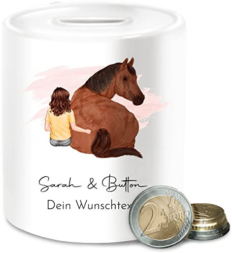 Spardose - Pferd - Pferdemädchen Namen - Pferde Mädchen Geschenk - Unisize - Weiß - geldgeschenk Reiterin Geschenke für reiterinnen pferden pferdemotiv sparbüchse sparkasse pferdespardosen