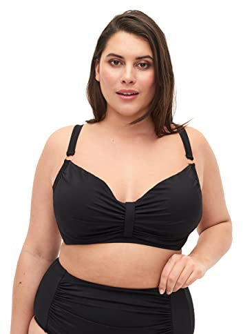 Zizzi Swim by Damen Große Größen Bikini BH Bügel Drapierung Gr 44 Black
