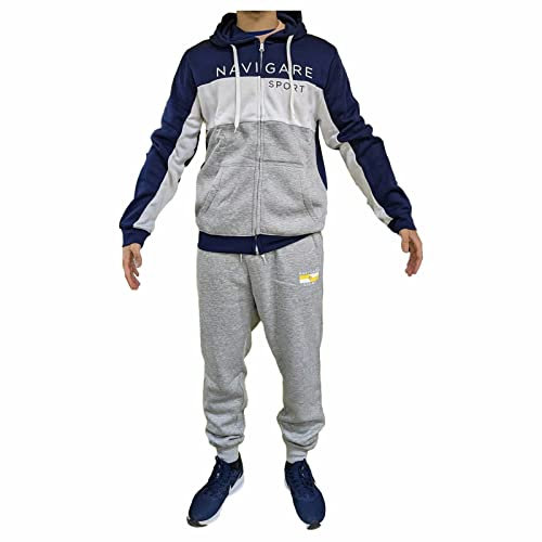 Saggio Navigare Tuta Uomo in Felpa Completa - Sportiva, Cotone Felpato, Invernale Con Zip e Cappuccio - Profumatore