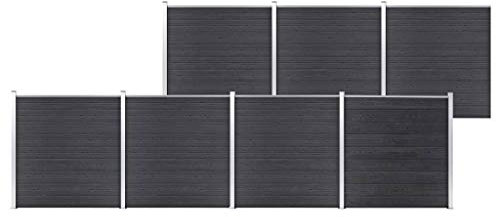 Festnight WPC Zaun Wpc Zaunelement Set WPC Sichtschutzzaun Komplettset sichtschutz Garten gartenzaun Garden Fence sichtschutz wpc-7 Elemente-Grau