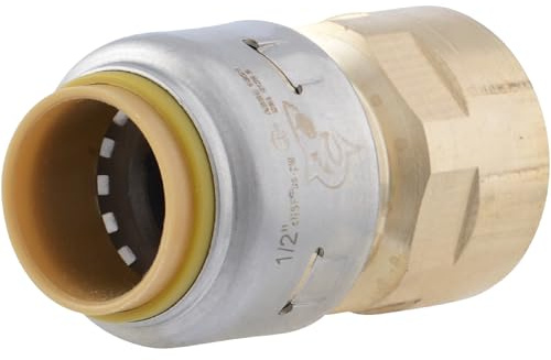 SharkBite Max 1/2 x 1/2 Inch FNPT Adapter, Push To Connect Brass Plumbing Fitting, PEX Pipe, Copper, CPVC, PE-RT, HDPE, UR072A