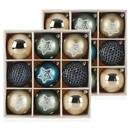 com-four® 18x Weihnachtskugeln, Christbaumkugeln bruchsicher aus Kunststoff für Weihnachten, Baumschmuck für den Christbaum mit Anhänger