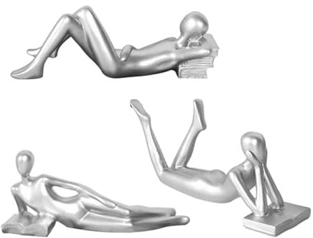 MagiDeal 3 Stück Denker-Statuen, Skulpturen, Tischkunst, nordische dekorative Desktop-Moderne Dekorationsfiguren für Café, Regal, Zuhause, Arbeitszimmer, Silber